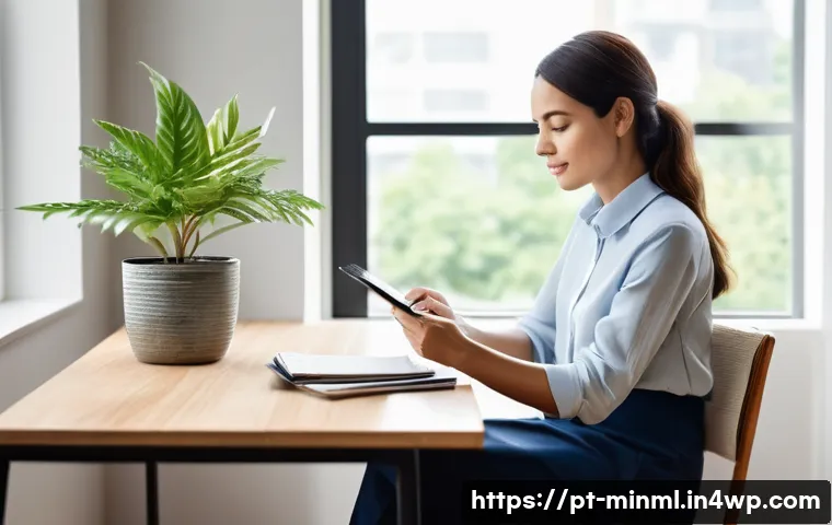 미니멀리즘 경제학의 영향력 있는 저자 - **Prompt: Financial Clarity and Serenity**
A serene, well-lit indoor scene. A person in their la...